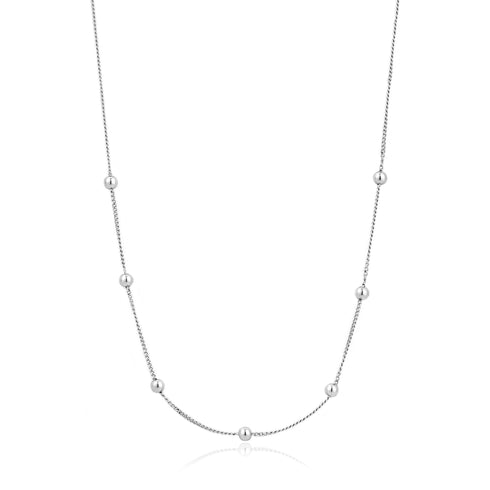 Silver Modern Beaded Necklace
