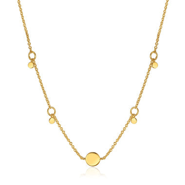 Gold Geometry Drop Discs Necklace