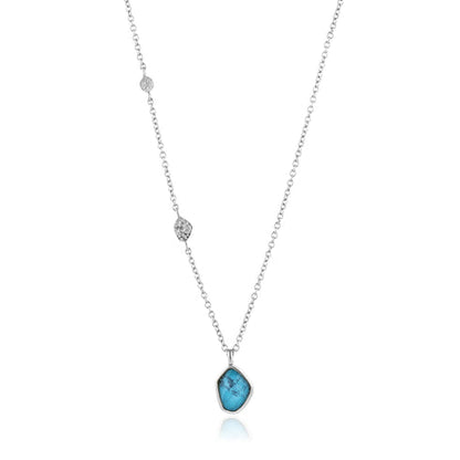 Turquoise Pendant Silver Necklace