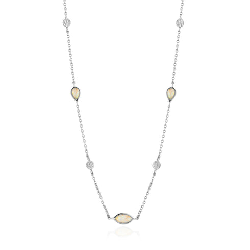 Opal Colour Silver Necklace