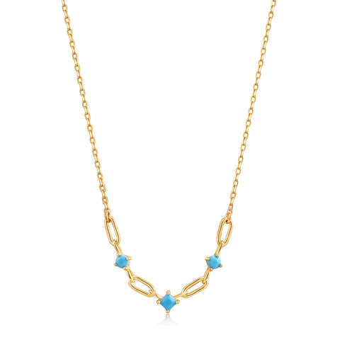 Turquoise Gold Link Necklace