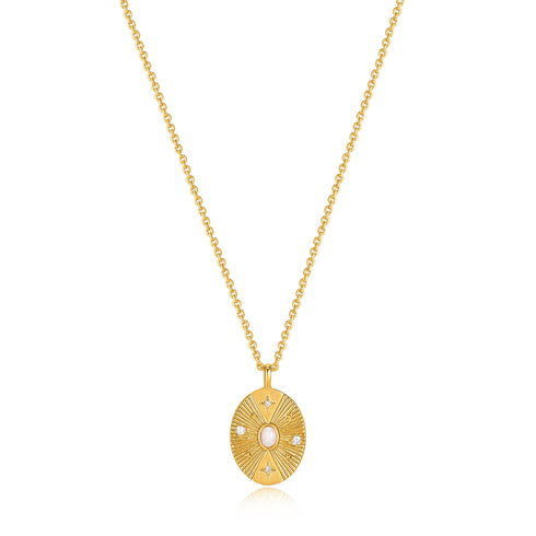 Gold Scattered Stars Kyoto Opal Disc Necklace