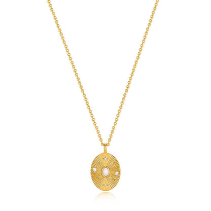 Gold Scattered Stars Kyoto Opal Disc Necklace