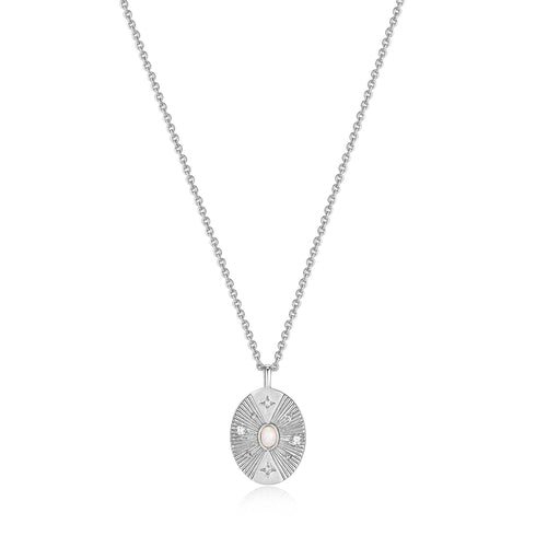 Silver Scattered Stars Kyoto Opal Disc Necklace