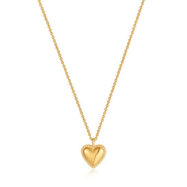 Gold Rope Heart Pendant Necklace
