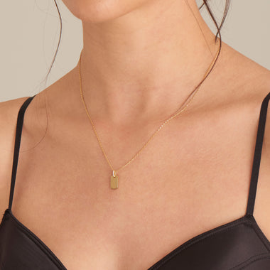 Gold Glam Tag Pendant Necklace