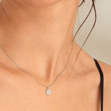 Silver Glam Disc Pendant Necklace