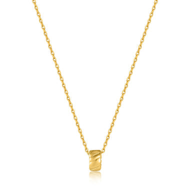 Gold Smooth Twist Pendant Necklace