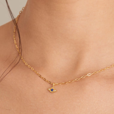 Gold Lapis Evil Eye Necklace