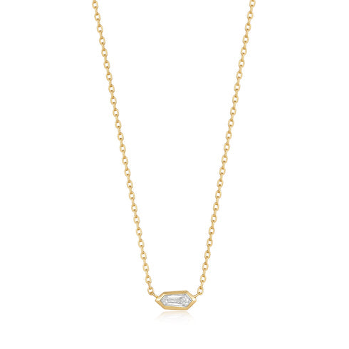 Gold Sparkle Emblem Chain Necklace