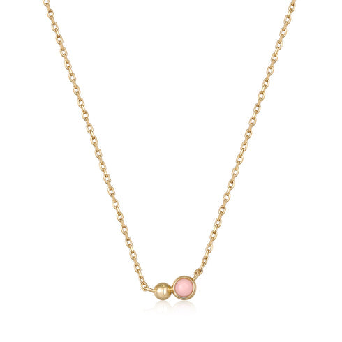 Gold Orb Rose Quartz Pendant Necklace