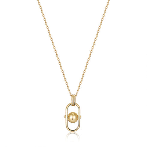 Gold Orb Link Drop Pendant Necklace