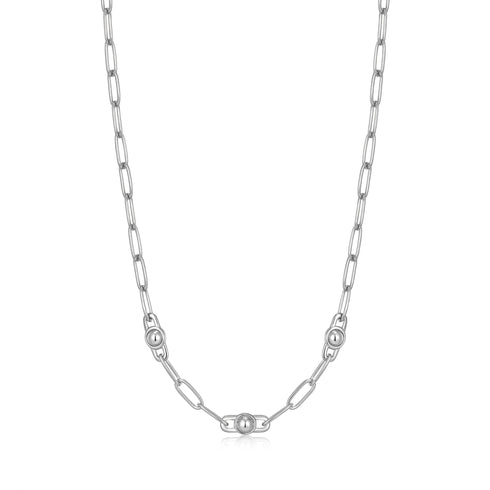 Silver Orb Link Chunky Chain Necklace