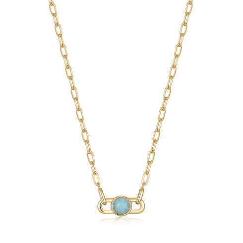 Gold Orb Amazonite Link Necklace
