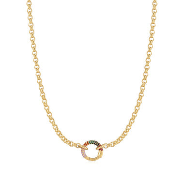 Gold Chain Rainbow Connector Necklace