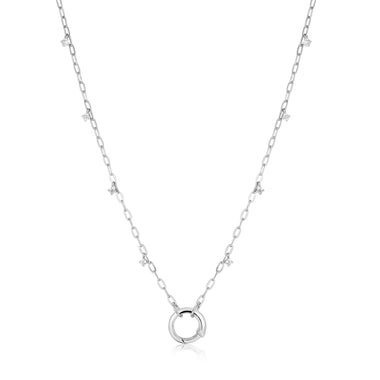 Silver Shimmer Chain Charm Connector Necklace