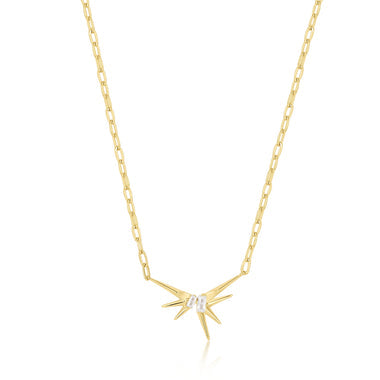 Gold Sparkle Spike Pendant Necklace