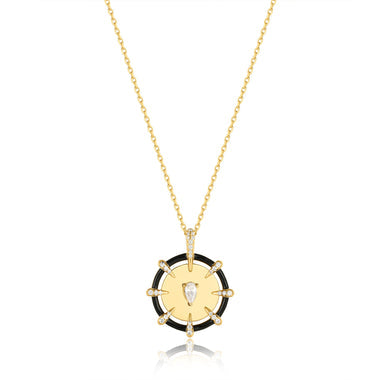 Gold Sparkle Point Medallion Necklace