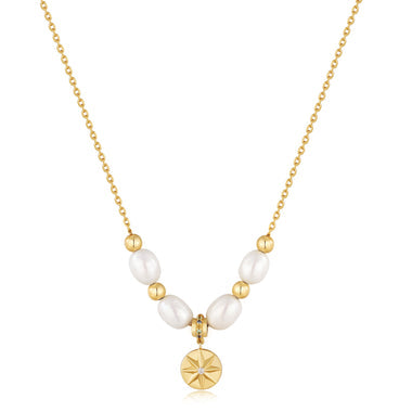 Gold Pearl Star Pendant Necklace