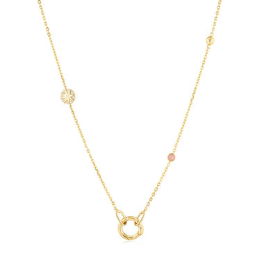 Gold Star Rose Quartz Charm Connector Necklace