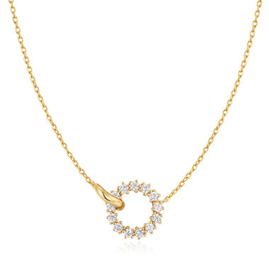 Gold Interlinked Circles Pavé Necklace