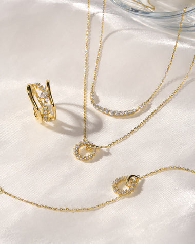 Gold Arc Pavé Necklace