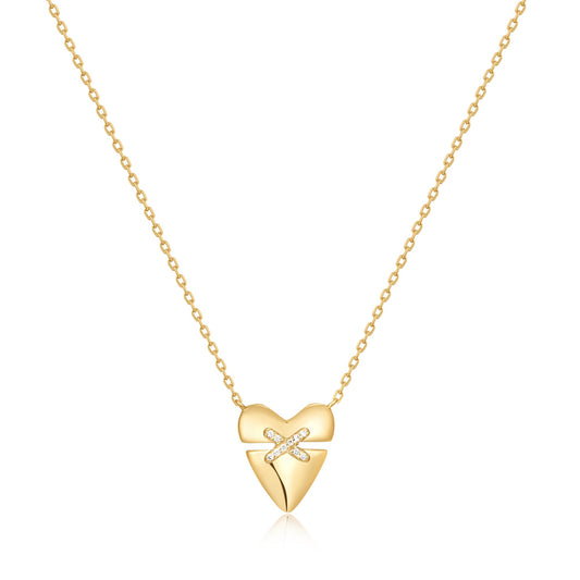 Gold Heart Kiss Pav¨¦ Necklace