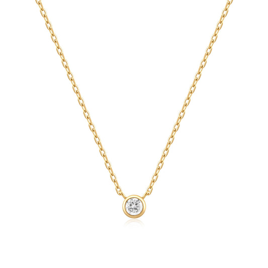 Ania Haie Gold Round Solitaire Cubic Zirconia Necklace