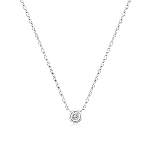 Silver Round Solitaire Cubic Zirconia Necklace
