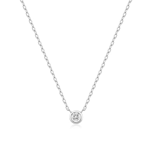Silver Round Solitaire Cubic Zirconia Necklace