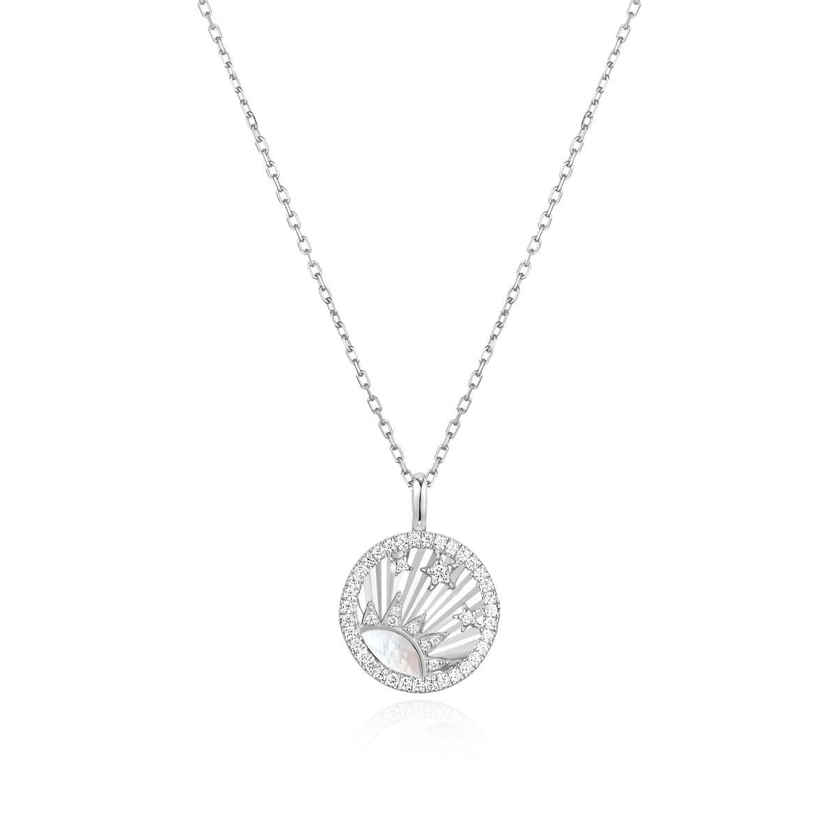 Silver Shiny Sun Star Necklace