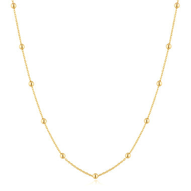 Gold Bobble Long Chain Necklace