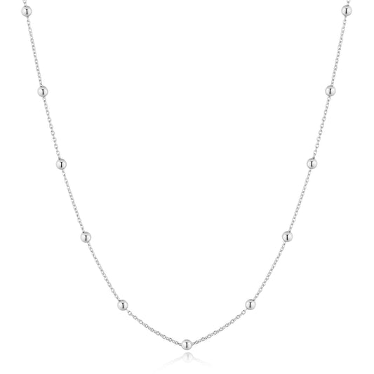 Silver Bobble Long Chain Necklace