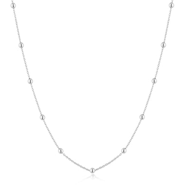 Silver Bobble Long Chain Necklace