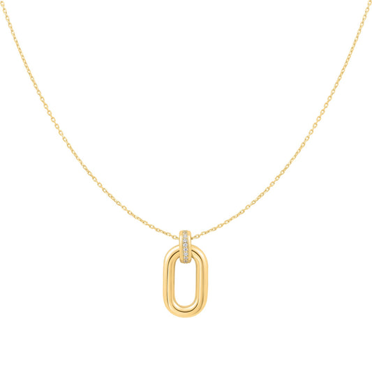 Gold Oval Hoop Pendant Necklace