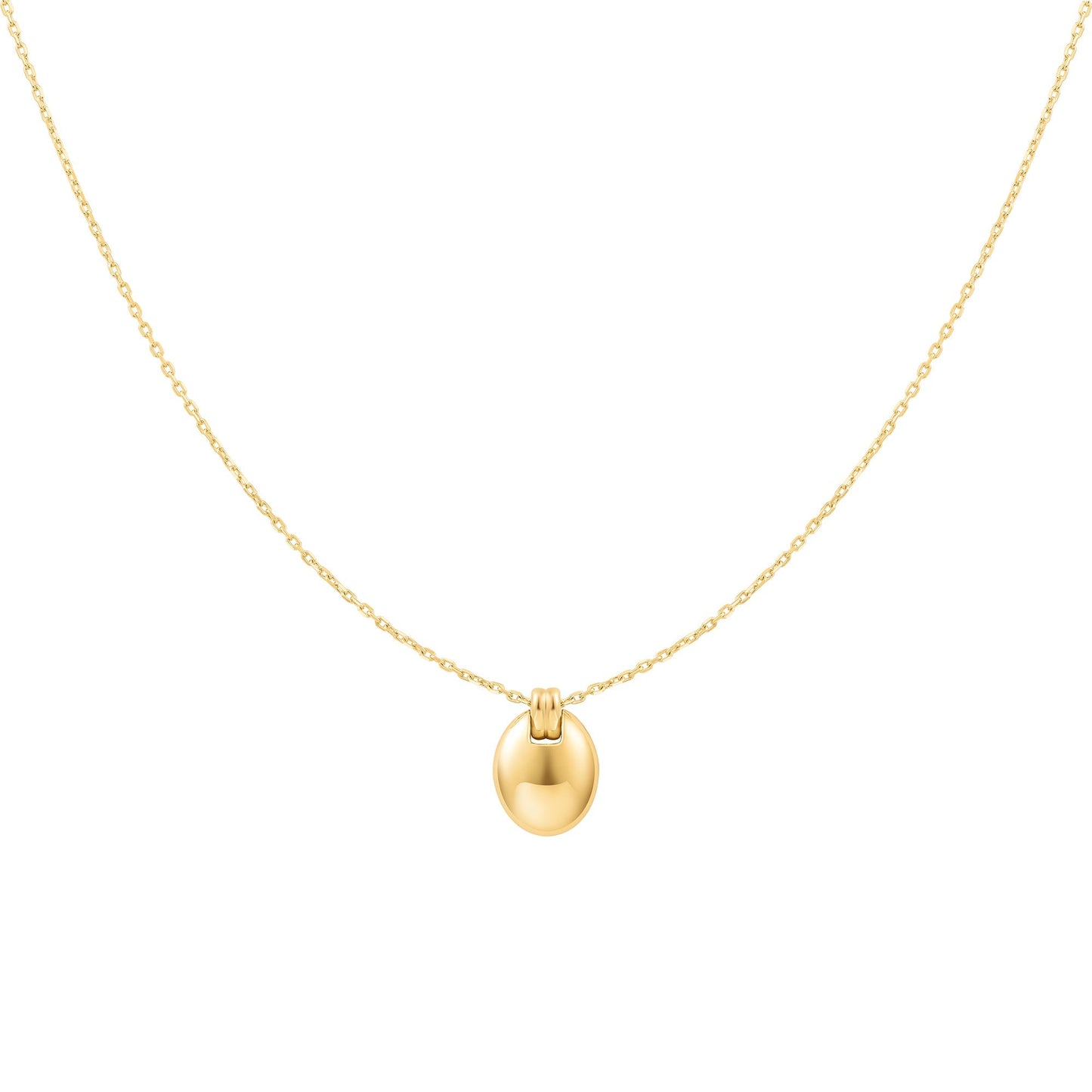 Gold Oval Charm Necklace