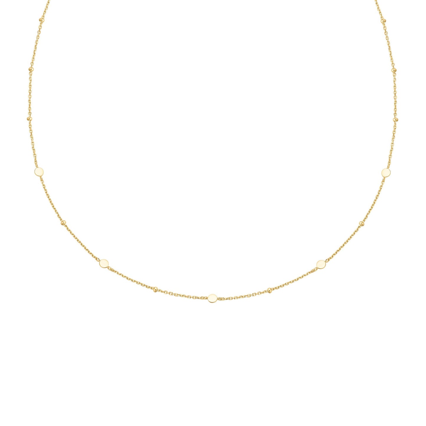 Gold Disc Station Necklace