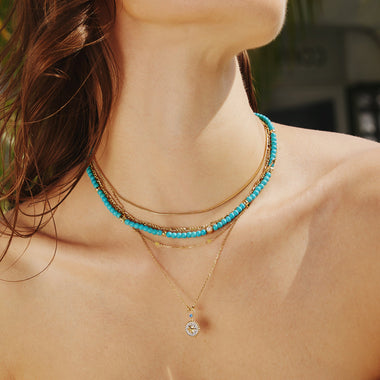 Gold Disc Station Necklace