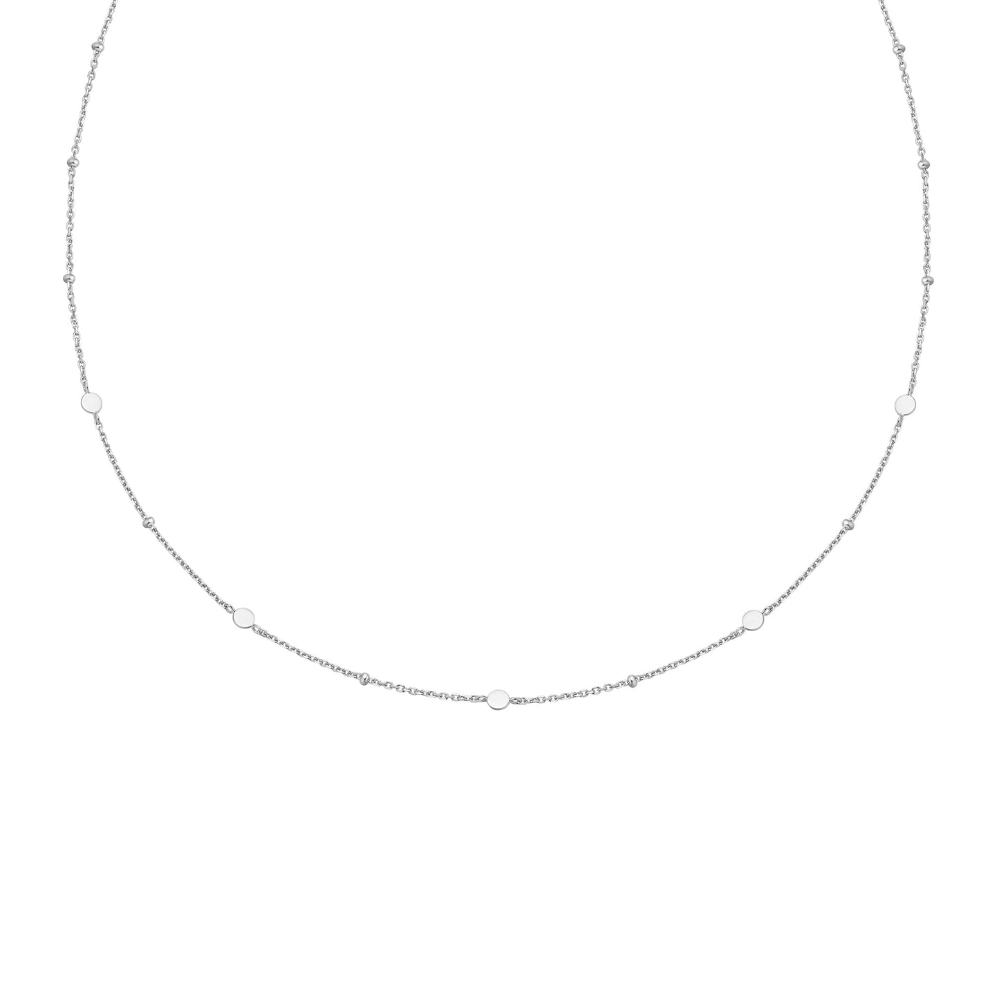 Silver Disc Station Necklace