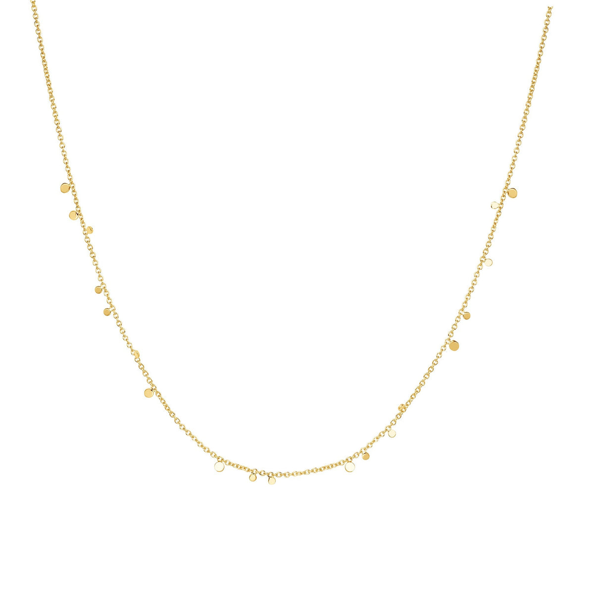 Gold Mini Disc Drop Stacking Necklace