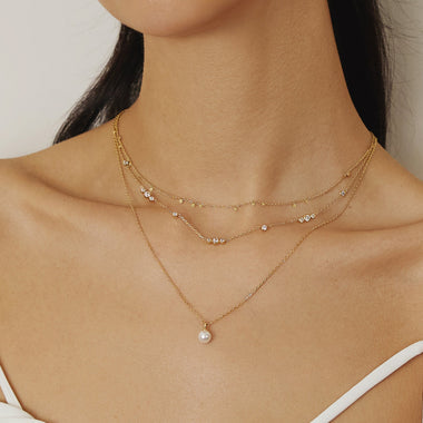 Gold Mini Disc Drop Stacking Necklace