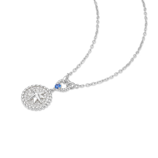 Silver Eight-Pointed Star Signet Necklace
