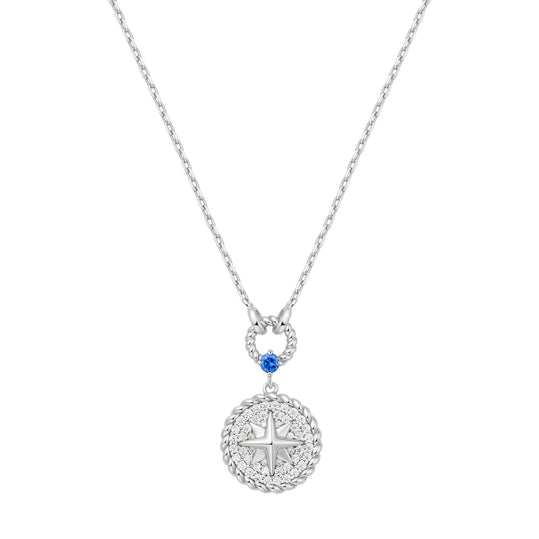 Silver Eight-Pointed Star Signet Necklace