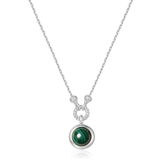 Silver Malachite Reversible Vacation Necklace