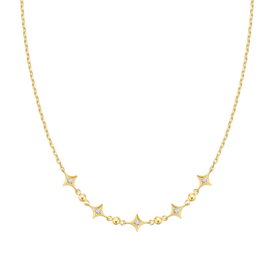 Gold Sparkling Star Station Necklace
