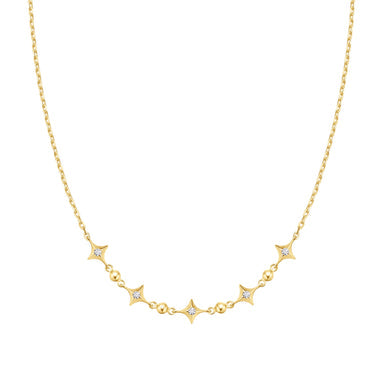 Gold Sparkling Star Station Necklace