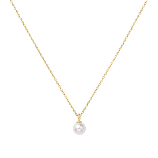 Gold Shell Pearl Drop Pendant Necklace