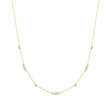 Gold Sparkling Bezel Cubic Zirconia Station Necklace