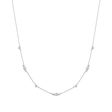 Silver Sparkling Bezel Cubic Zirconia Station Necklace