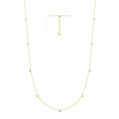 Gold Bezel Cubic Zirconia Station Necklace